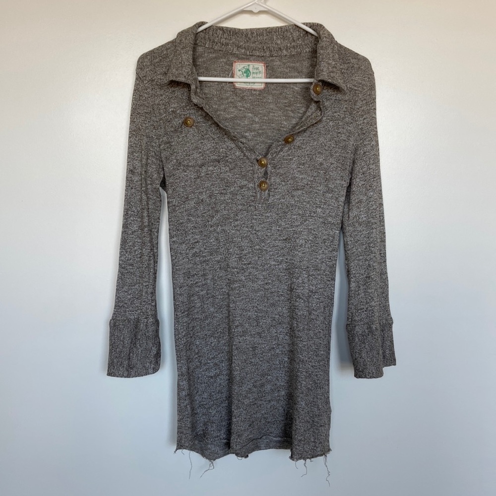 Free People long sleeve shirt with button detail - heather gray